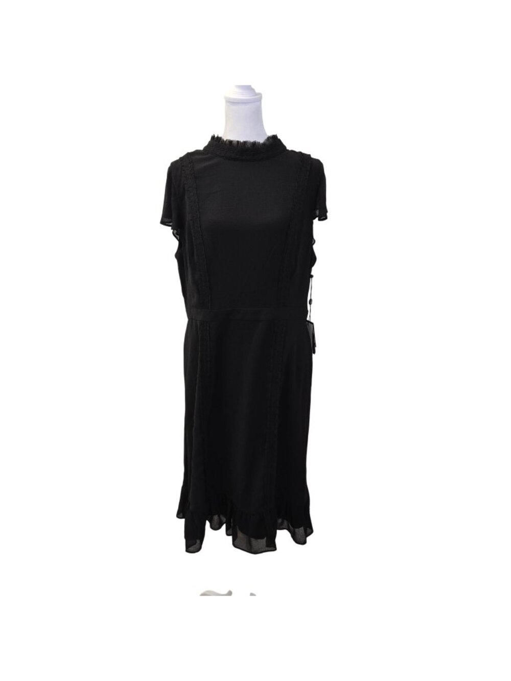 NWT Adrianna Papell Textured Chiffon Ruffle Dress Size 12